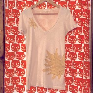 J Crew sheer pink collage tee